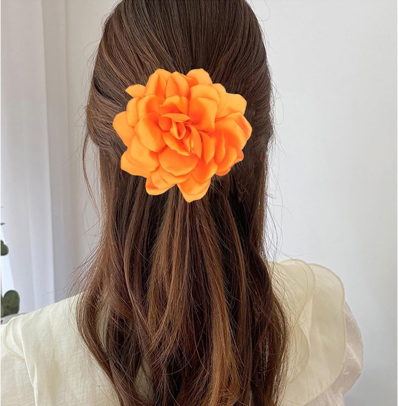 Decixde Satin Fabric Rose Flower Brooches - Handmade Floral Accessory for Wedding Party Dance Banquet Ceremony - Size: 4.72in - Image 2